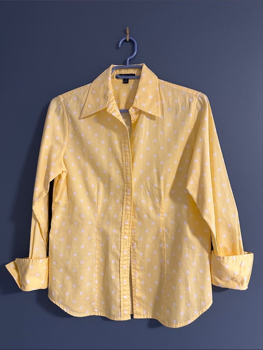 Anne Klein Vibrant Yellow Polka Dot Shirt
